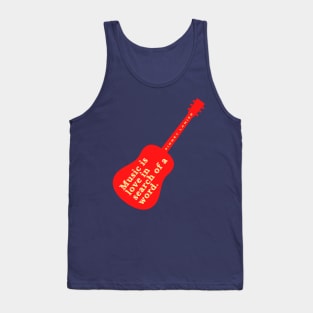 Guitar art with Sidney Lanier quote: Music is love in search of a word Tank Top